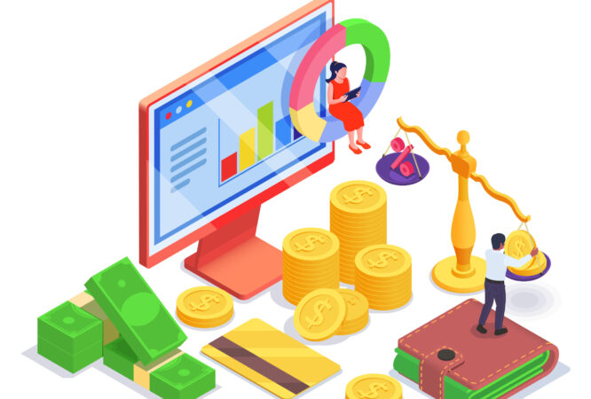 Financial Education Literacy Isometric Concept