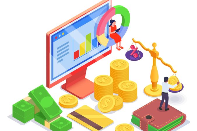 Financial Education Literacy Isometric Concept